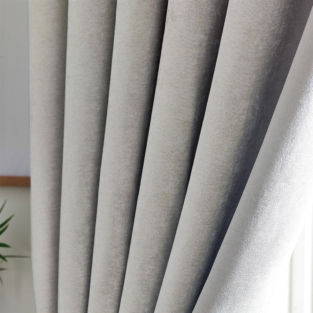 Chenille Thermal Blackout Eyelet Curtains in Silver