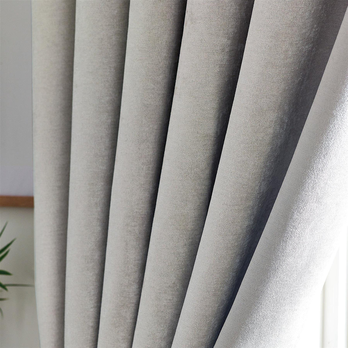 Chenille Thermal Blackout Pencil Pleat Curtains in Silver