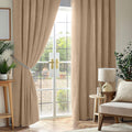 Chenille Thermal Blackout Pencil Pleat Curtains in Beige