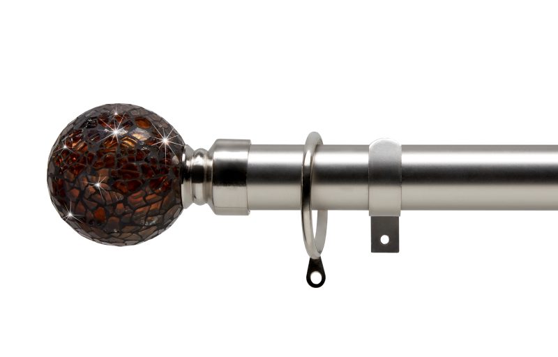 Cracked Bronze extendable brushed satin curtain pole set.
