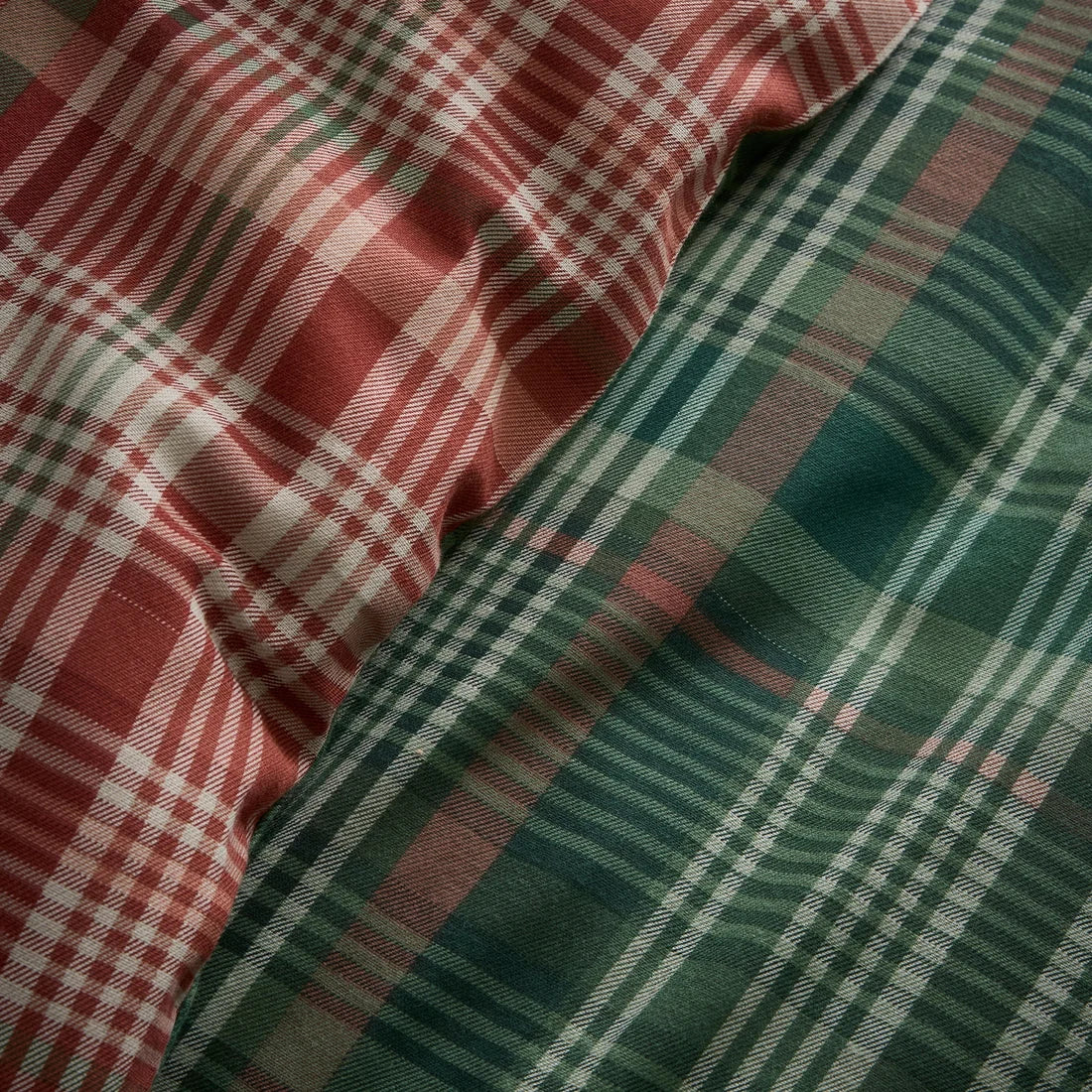 Close-up of the soft 100% brushed cotton fabric on the Dreams & Drapes Bennet Check duvet cover set.