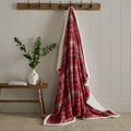 Dreams & Drapes Bennet Check sherpa fleece throw in Red 150 x 200cm.