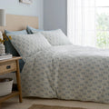 Dreams & Drapes Block Floral jacquard duvet cover set in blue.