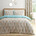 Dreams & Drapes Edena Decorative Floral reversible polycotton duvet cover set in natural.