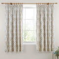 Dreams & Drapes Edena Decorative Floral lined pencil pleat curtains in Natural.