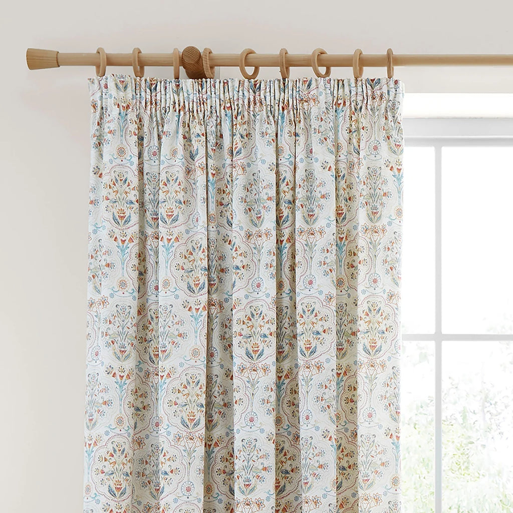 Close-up of the pencil pleat heading on the Dreams & Drapes Edena curtains.