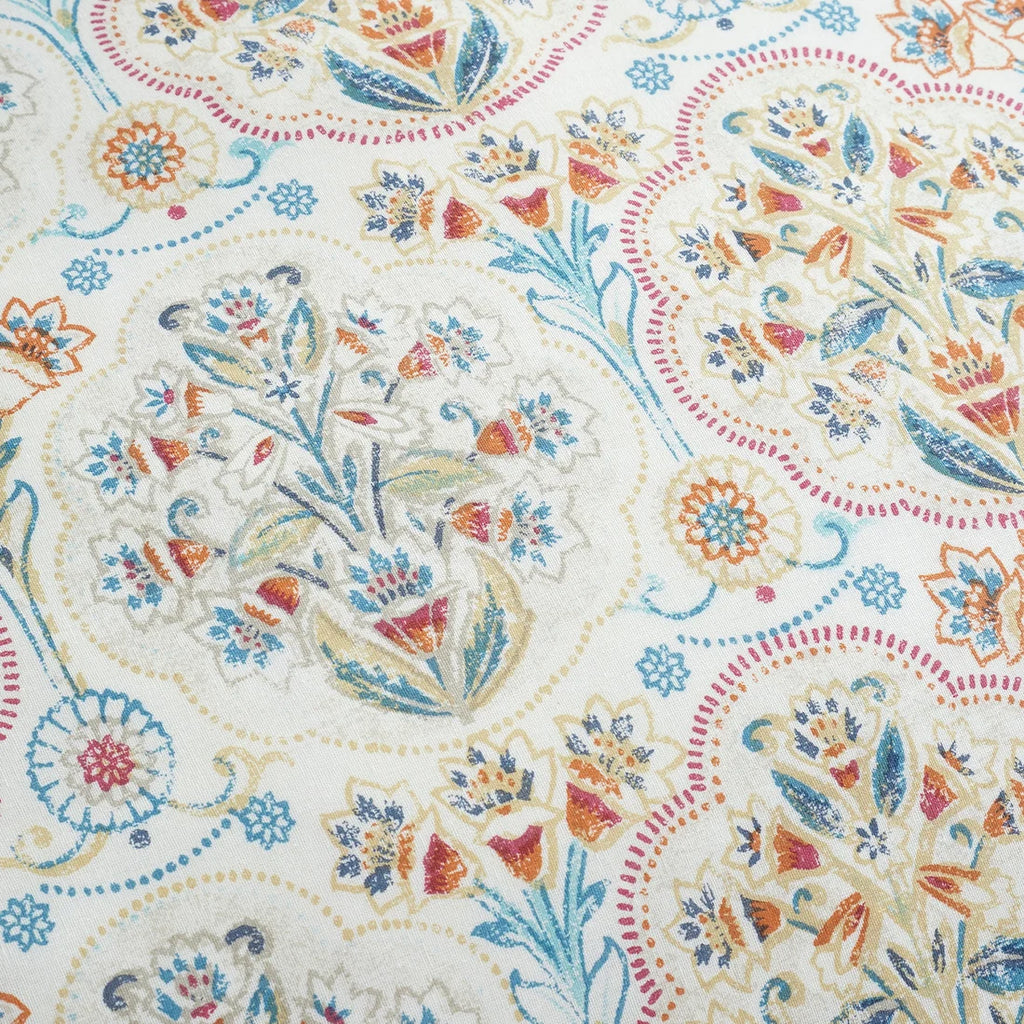 Close-up of the soft cotton-rich polycotton fabric on the Dreams & Drapes Edena Decorative Floral duvet cover set.