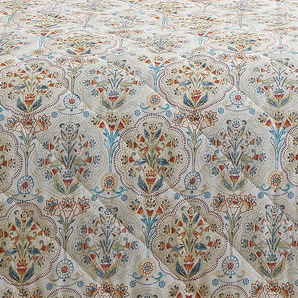 Close-up of the quilted texture on the Dreams & Drapes Edena Decorative Floral bedspread.