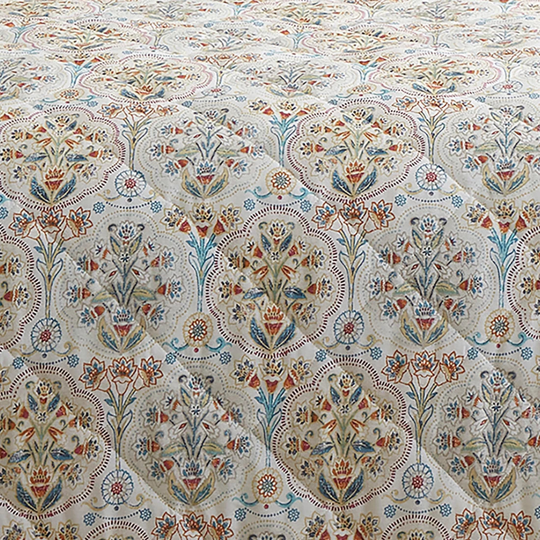 Close-up of the quilted texture on the Dreams & Drapes Edena Decorative Floral bedspread.