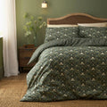 Dreams & Drapes Heritage Floral reversible polycotton duvet cover set in green.