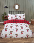 Fergus Highland Cow reversible microfibre duvet cover set with adorable Highland cow design.