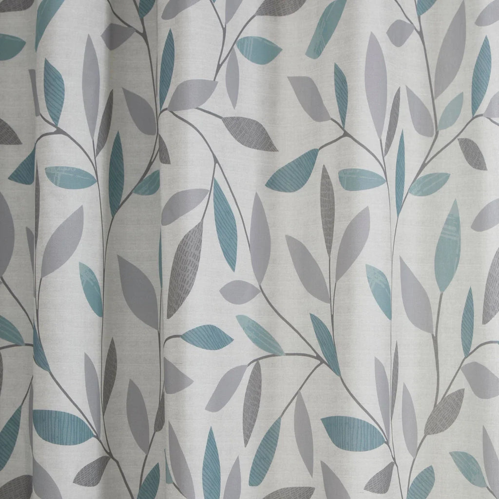 Close-up of the 100% cotton fabric and light-filtering lining on the Fusion Beechwood curtains.