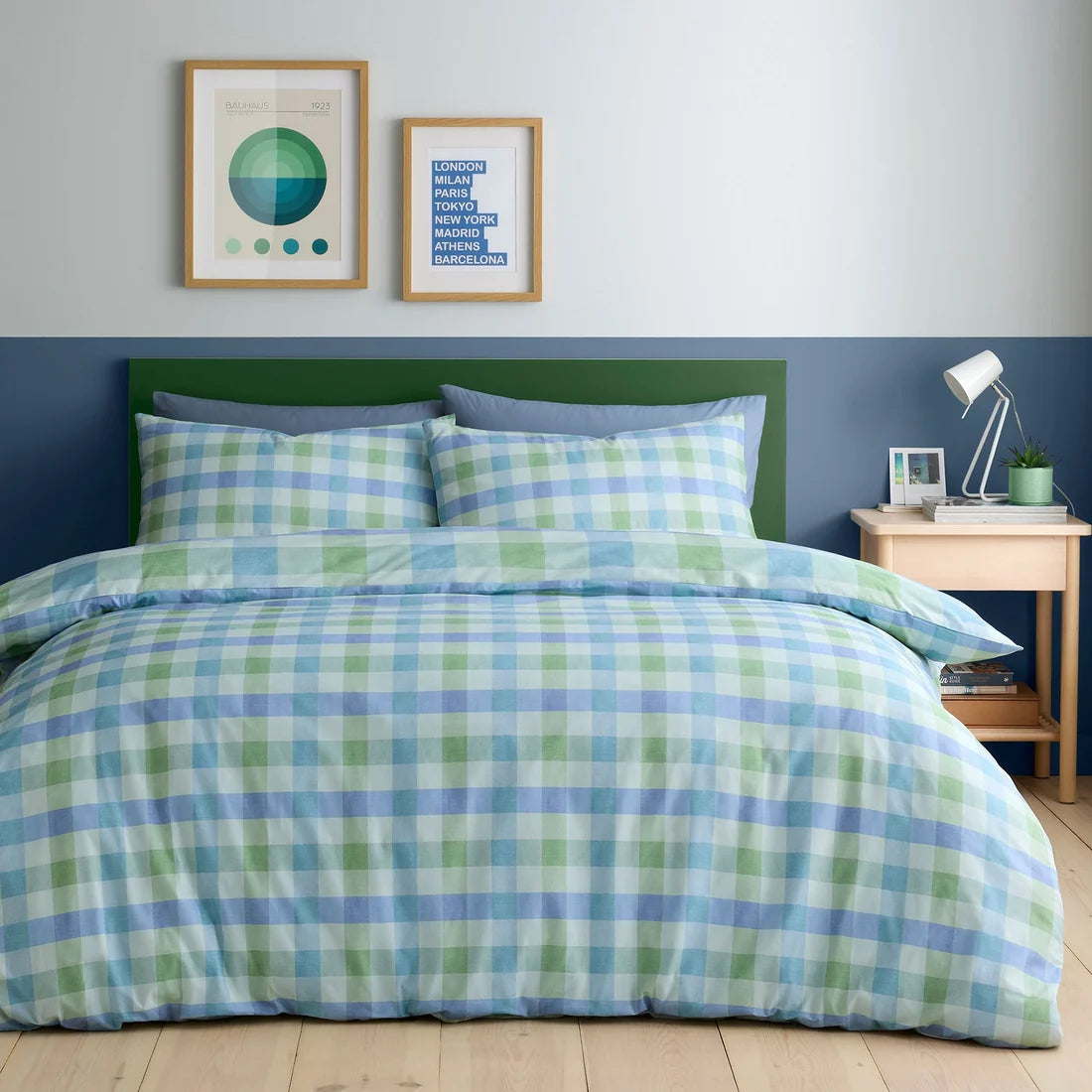 Smaller-scale check reverse on the Fusion Block Check blue duvet cover set.
