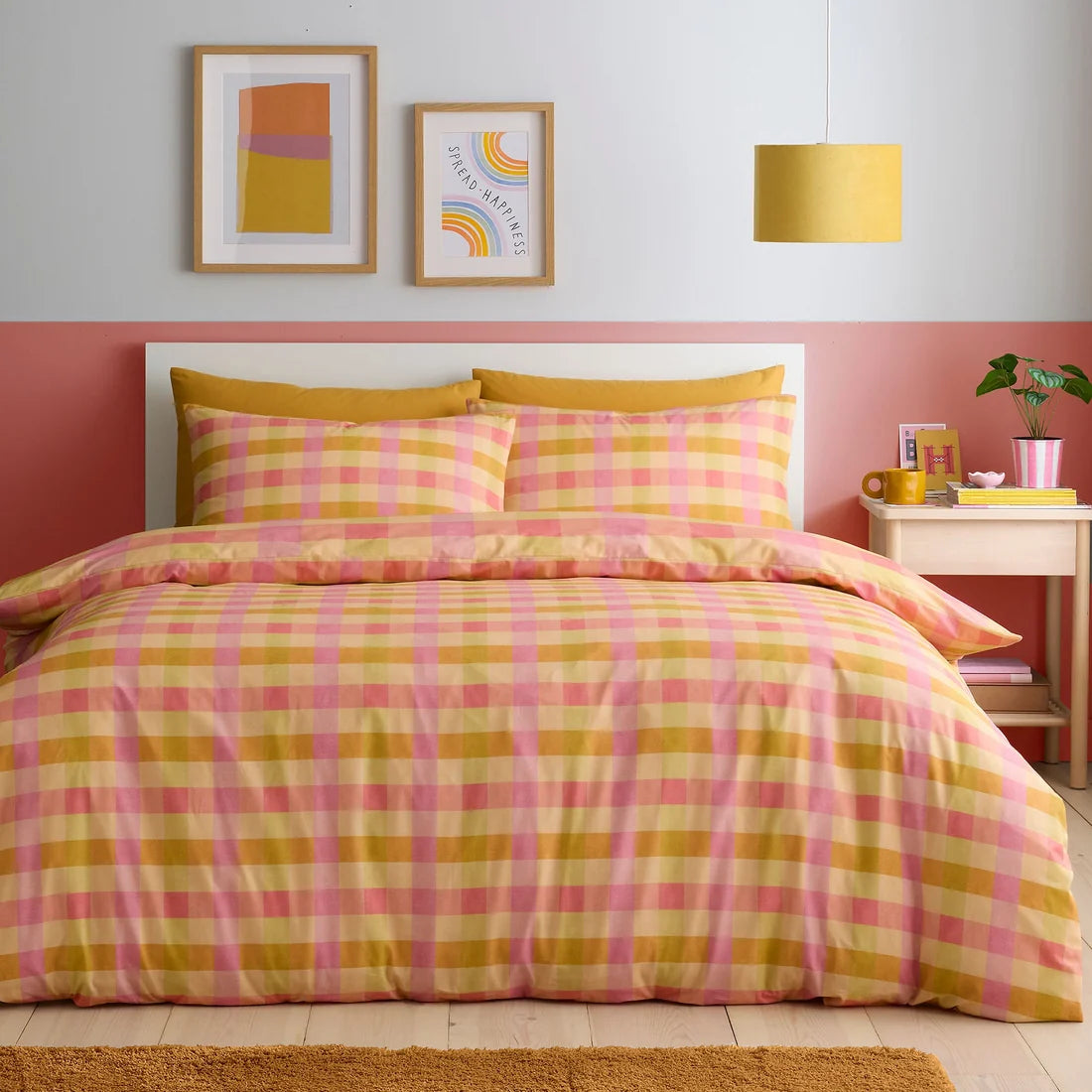 Smaller-scale check reverse on the Fusion Block Check duvet cover set.