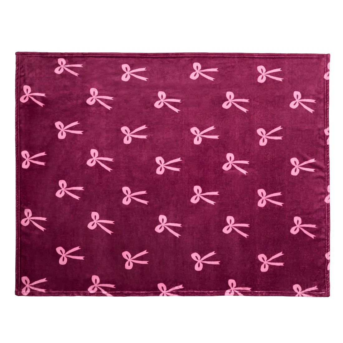 Close-up of the ribbon bow pattern on the Fusion Bows berry throw.