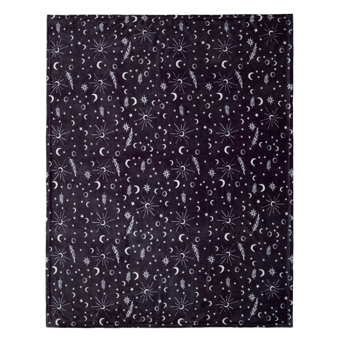 Close-up of the celestial moon and star pattern on the Fusion Celeste throw.