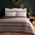 Fusion Christmas Fairisle duvet cover set in Natural with festive motifs and heart-shaped candy canes.