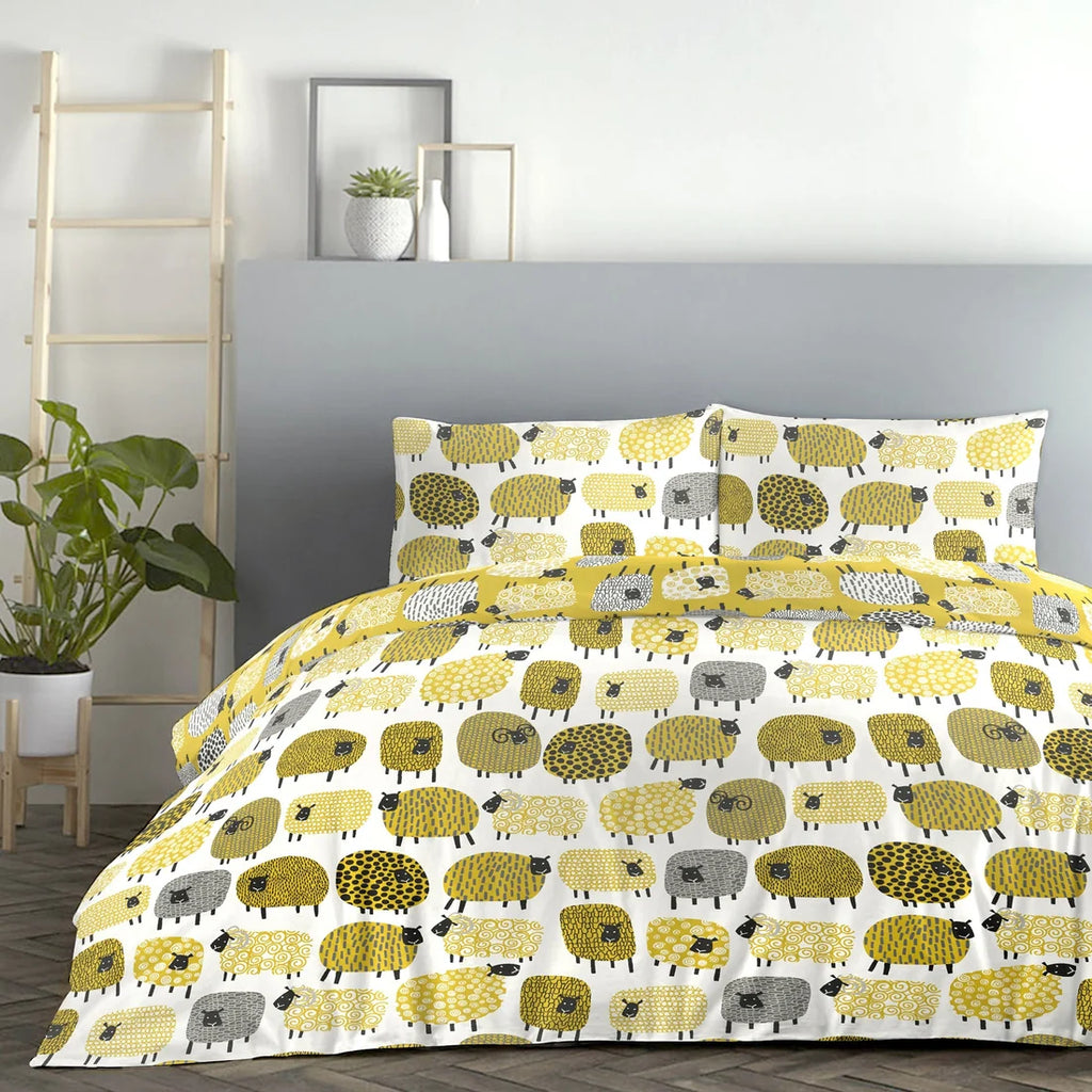 White reverse featuring the Dotty Sheep design on the Fusion Dotty Sheep duvet cover set.
