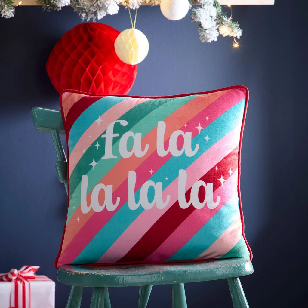Fusion Fa La La Christmas velvet cushion in multicolour 43 x 43cm.