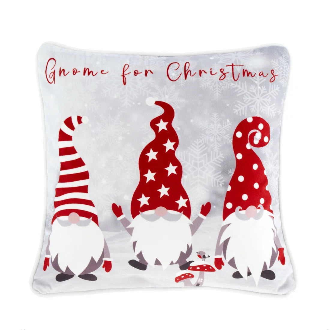 Fusion Festive Gonks Christmas velvet cushion in red 43 x 43cm.