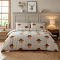 Fusion Highland Cow reversible polycotton duvet cover set in natural.