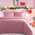 Fusion Holly Gingham Christmas duvet cover set in Red with a festive check and holly sprig design.