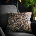 Fusion Leopard Faux Fur cushion in Natural 43 x 43cm with a bold animal print design.