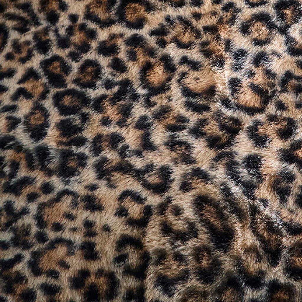 Close-up of the super-soft faux fur texture on the Fusion Leopard cushion in Natural.