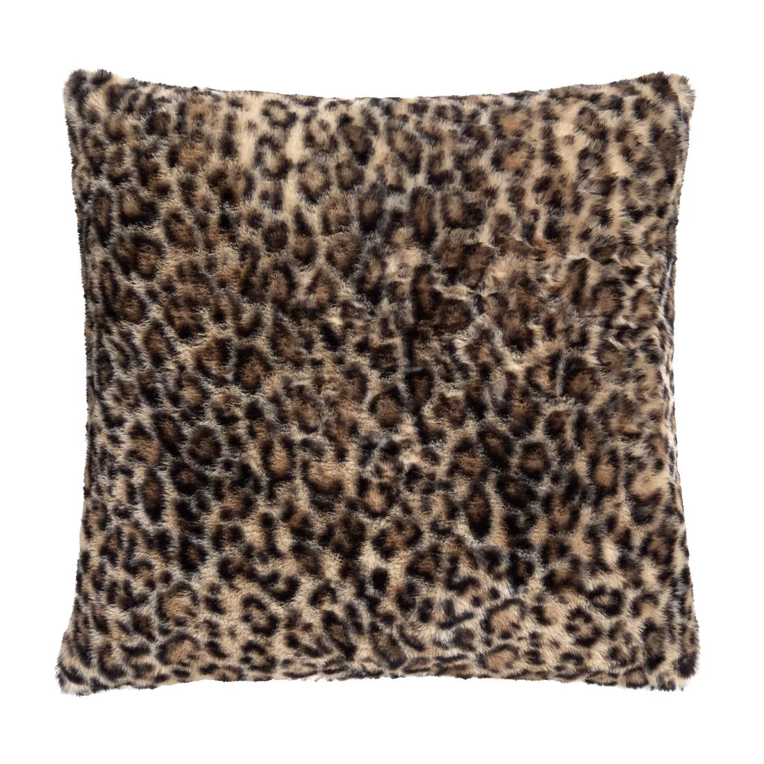 Close-up of the natural leopard print design on the Fusion Faux Fur cushion.