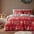 Fusion Nutcracker Christmas reversible polycotton duvet cover set in red.