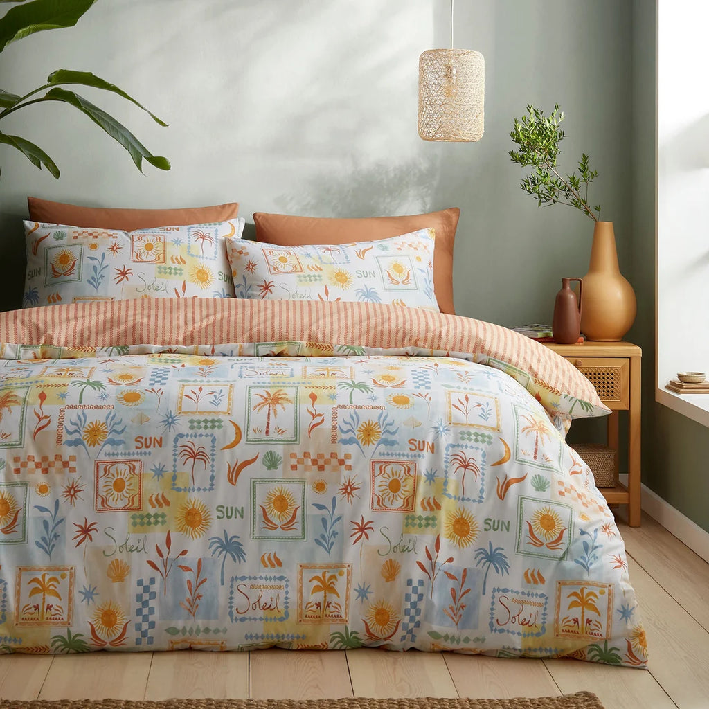 Fusion Soleil reversible polycotton duvet cover set in multi.