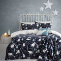 Fusion Starry Night Christmas fleece duvet cover set in blue.