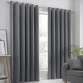 Fusion Strata dim-out eyelet curtains in charcoal.