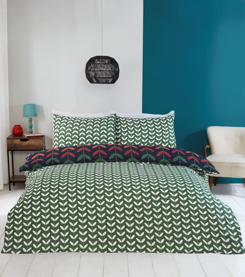 Reverse side of the Jules navy duvet cover set showing the reversible design.