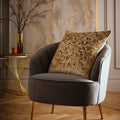 Laurence Llewelyn-Bowen Atlas jacquard velvet cushion in Gold 55 x 55cm.