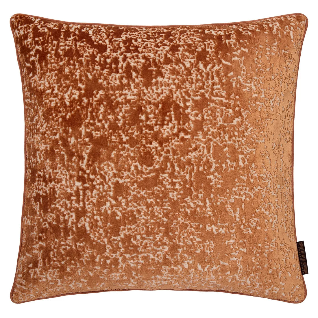Close-up of the intricate jacquard pattern on the Laurence Llewelyn-Bowen Atlas Spice cushion.