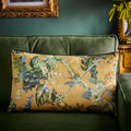Laurence Llewelyn-Bowen Cotswold Fantasia Dawn velvet cushion in Gold 30 x 50cm with a floral design.