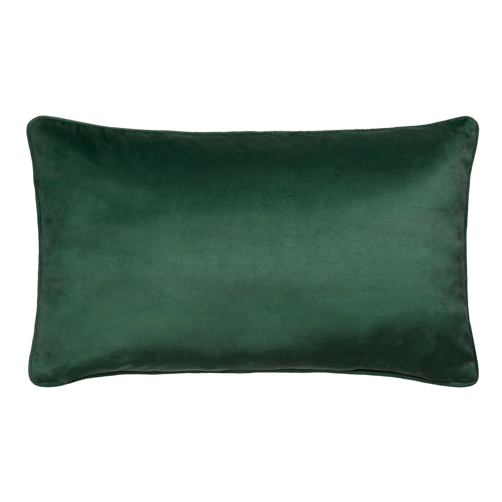 Plain teal velvet reverse of the Laurence Llewelyn-Bowen Cotswold Fantasia Dawn cushion.