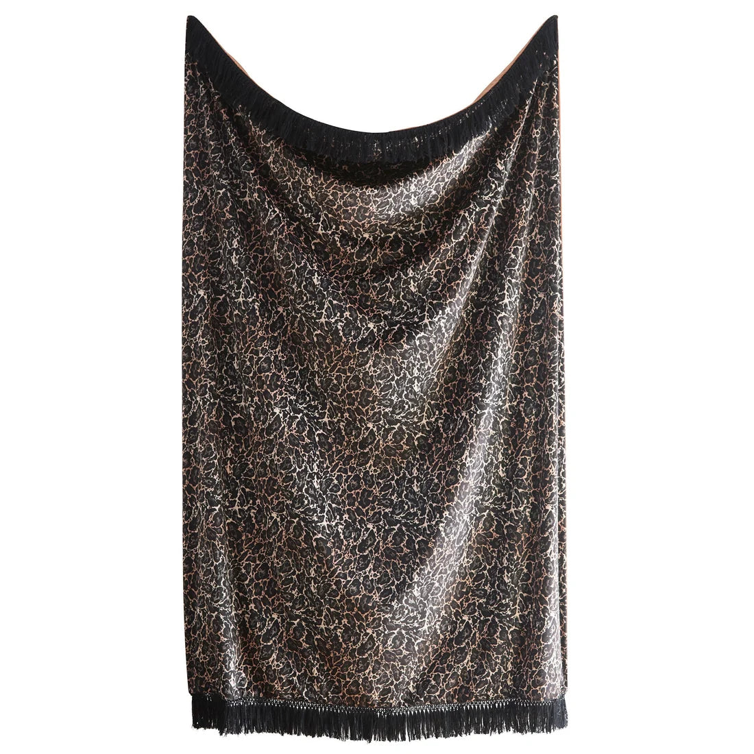 Close-up of the leopard print velvet design on the Laurence Llewelyn-Bowen Josephine throw.