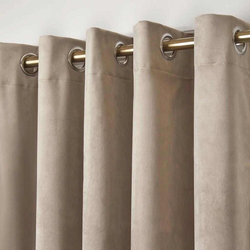 Close-up of the eyelet header on the Laurence Llewelyn-Bowen Montrose curtains.
