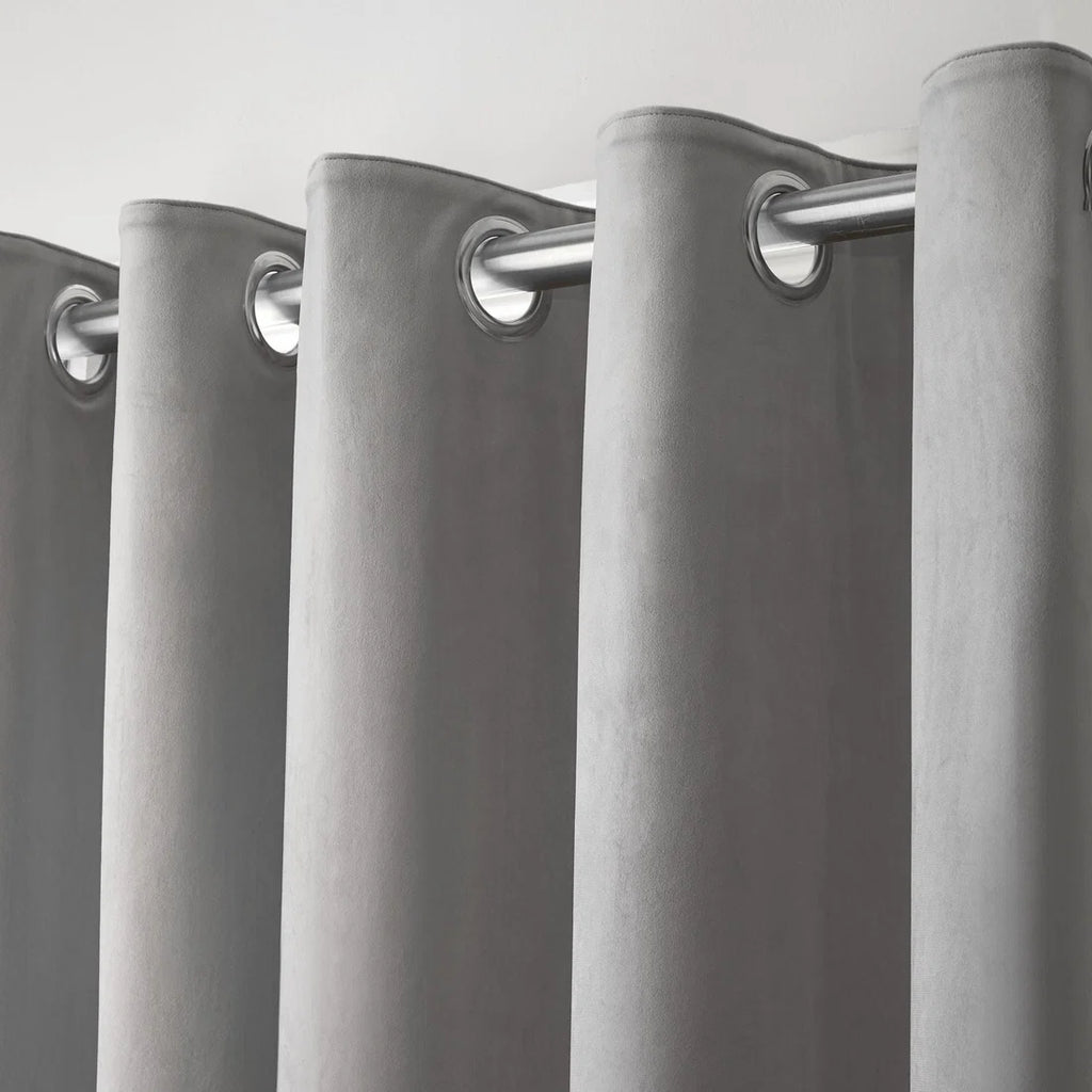 Close-up of the eyelet header on the Laurence Llewelyn-Bowen Montrose curtains.