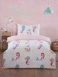 Little Mermaid reversible microfibre duvet cover set with colourful underwater-inspired design.