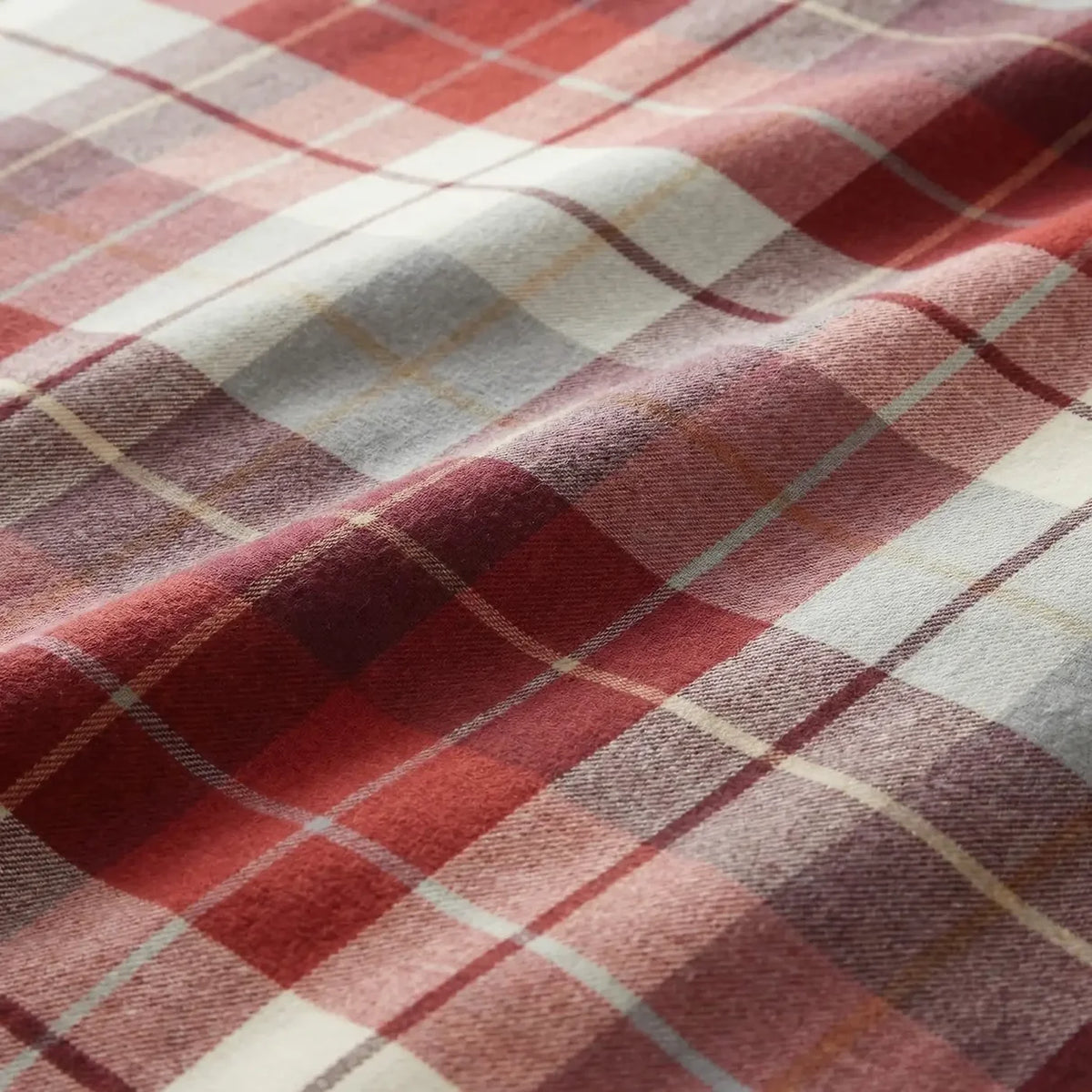 Close-up of the soft 100% brushed cotton fabric on the Lomond Check duvet cover set.