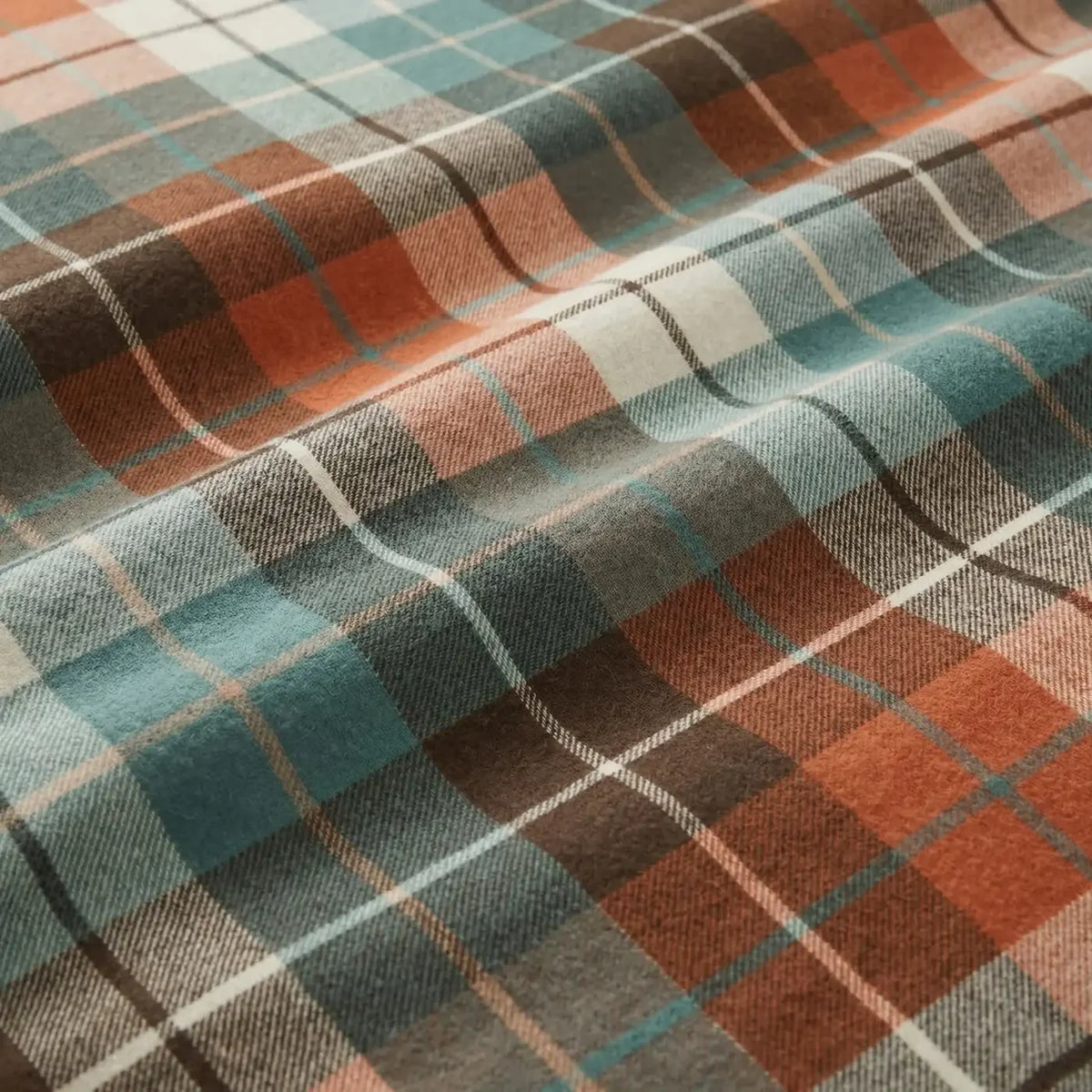 Close-up of the soft 100% brushed cotton fabric on the Lomond Check duvet cover set.