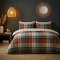 Lomond Check Terracotta duvet cover set in soft 100% brushed cotton.