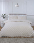 Luxury Check Teddy Fleece duvet cover set in Cream with an oversized textured check design.