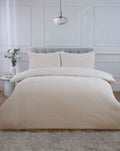 Luxury Waffle Teddy Fleece duvet cover set in Natural with a soft textured waffle design.
