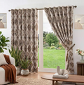 Matrix Cream and Gold metallic diamond jacquard lined eyelet curtains.