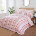 Maya Frilled reversible cotton-rich duvet cover set in pink with elegant oversized frilled edging.