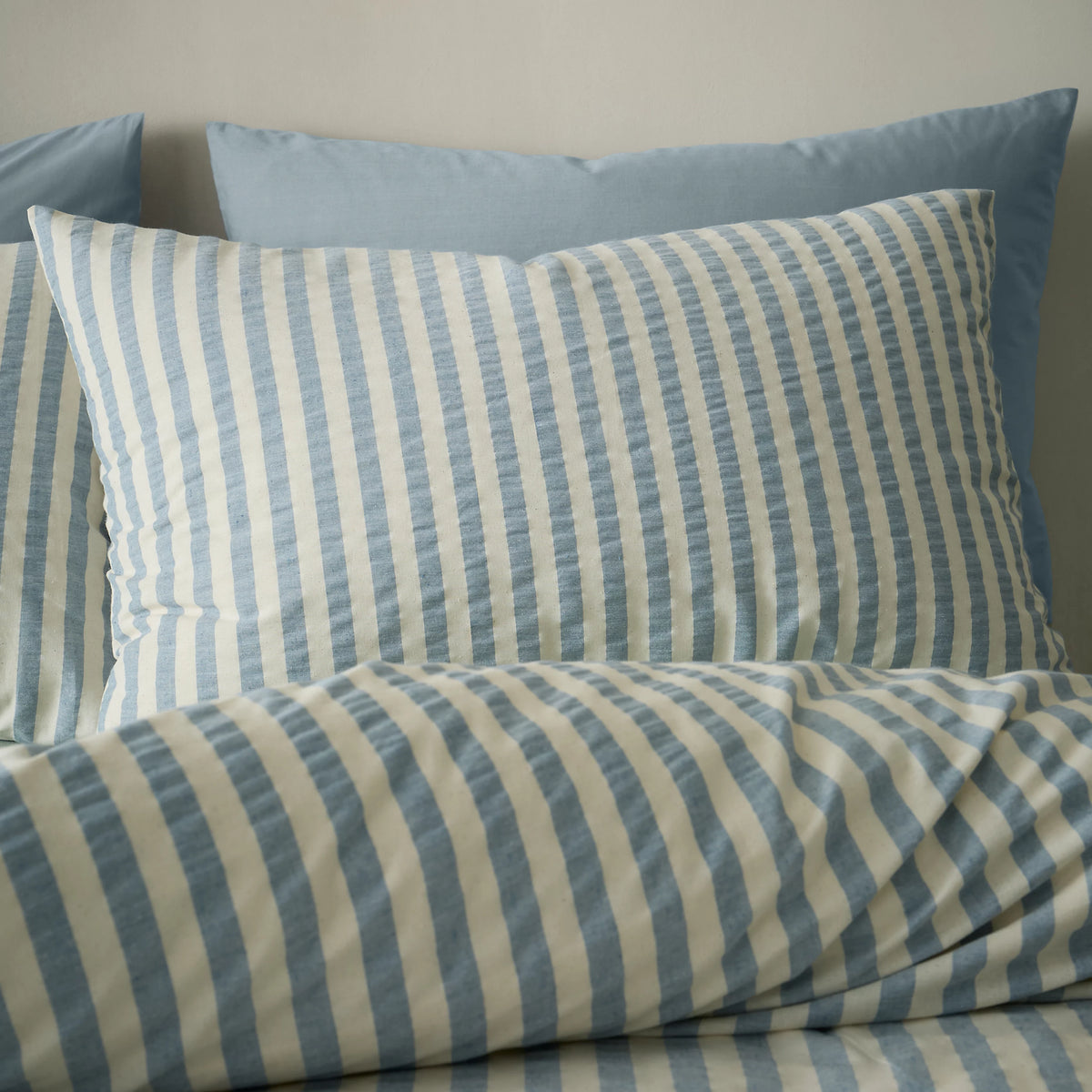 Pineapple Elephant Cotton Rich Woven Stripe Duvet Cover Set Blue